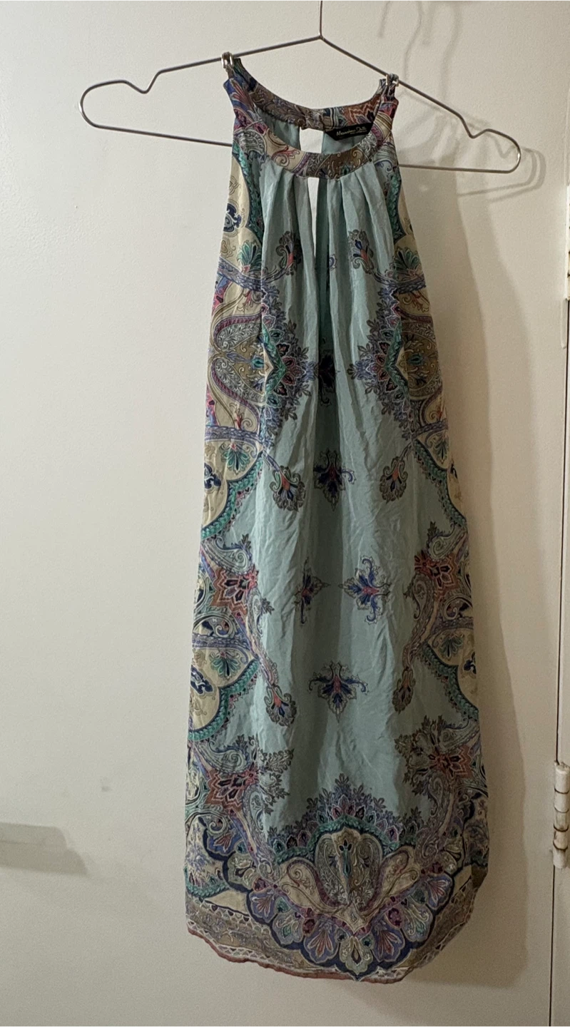 Massimo Dutti 100% Mulberry Silk Paisley Halter Neck Dress US4