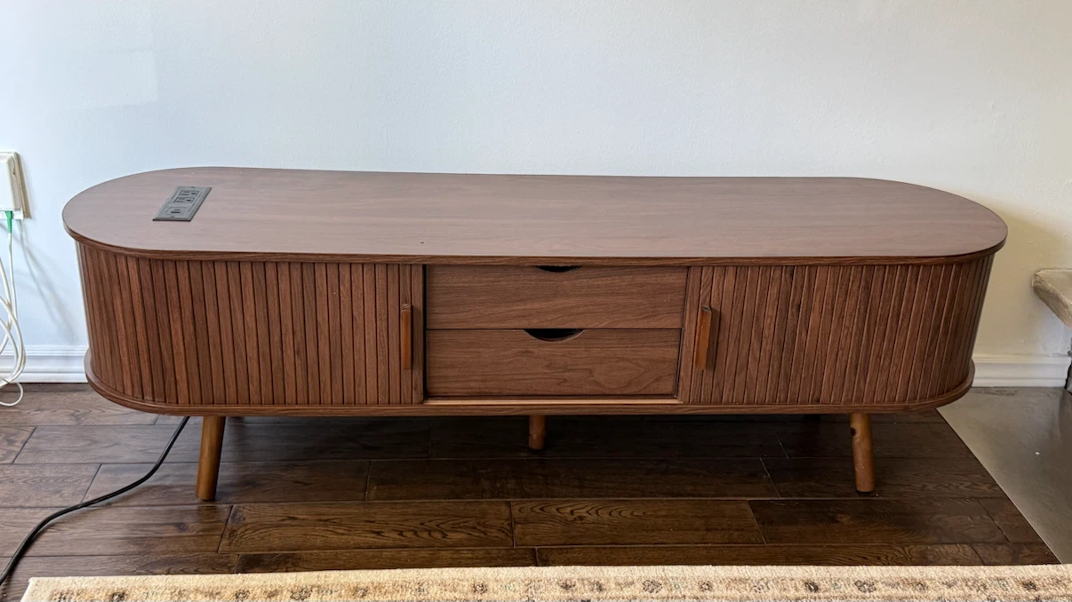 Mid-Century Modern Fluted TV Stand Console