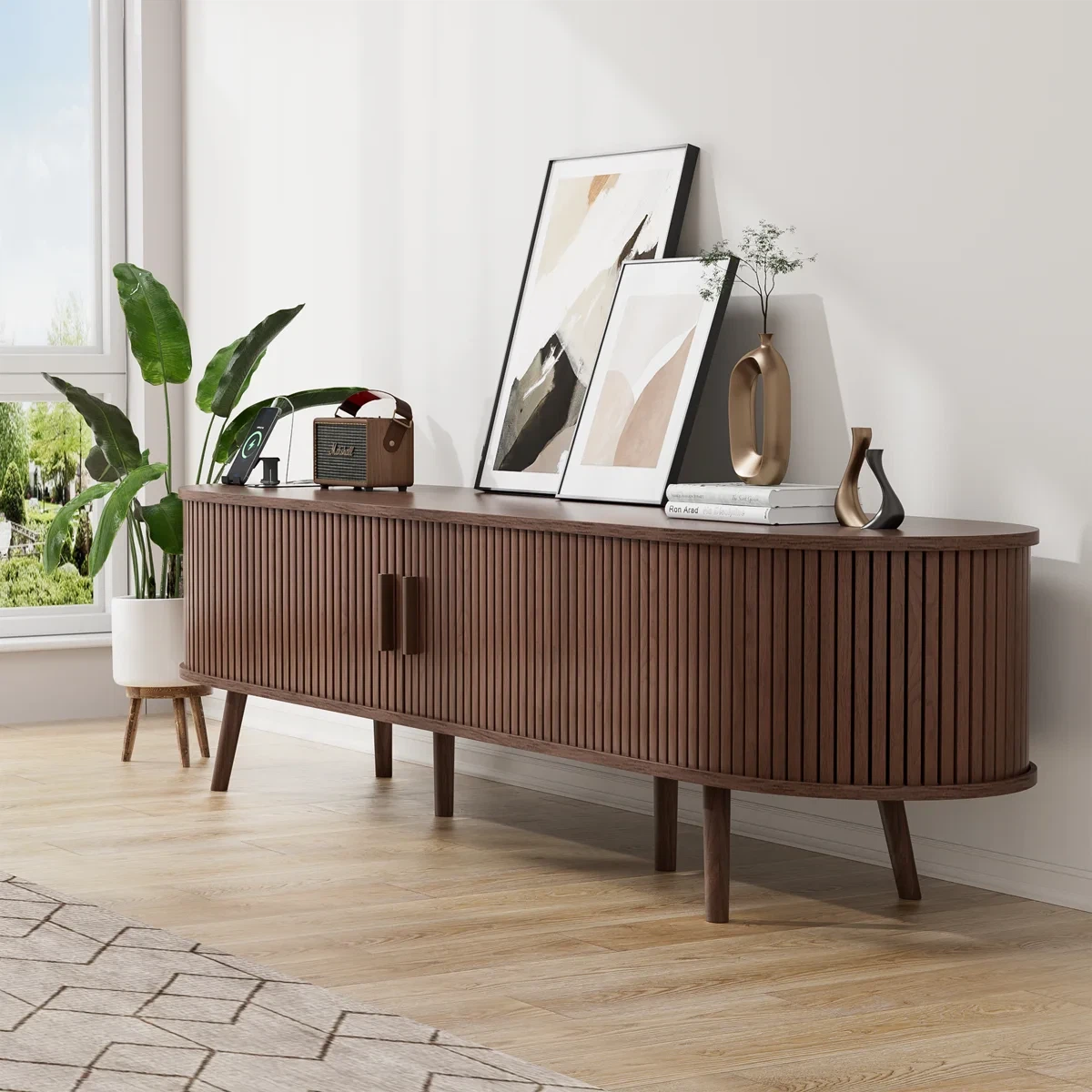 Mid-Century Modern Fluted TV Stand Console - photo 5