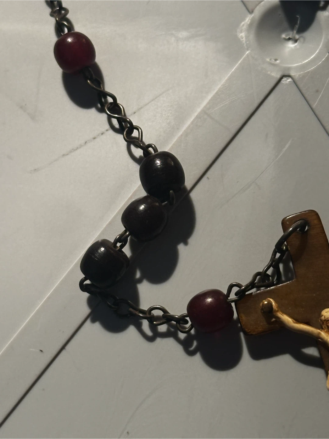 1930s Catholic rosary featuring a butterscotch Bakelite cross - photo 3