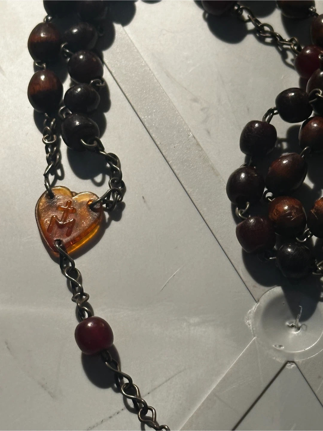 1930s Catholic rosary featuring a butterscotch Bakelite cross - photo 4