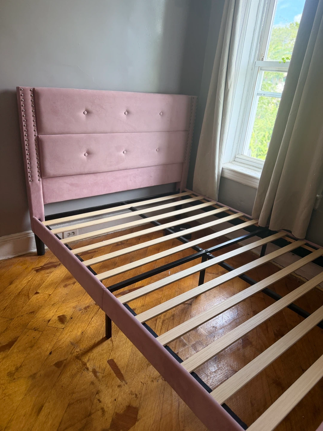 Pink Upholstered queen  Bed Frame