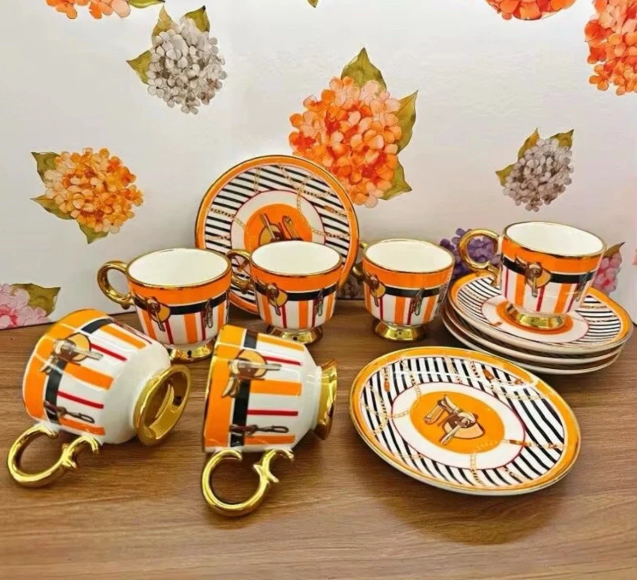 Set of 6 Espresso Cups and Saucers - photo 2