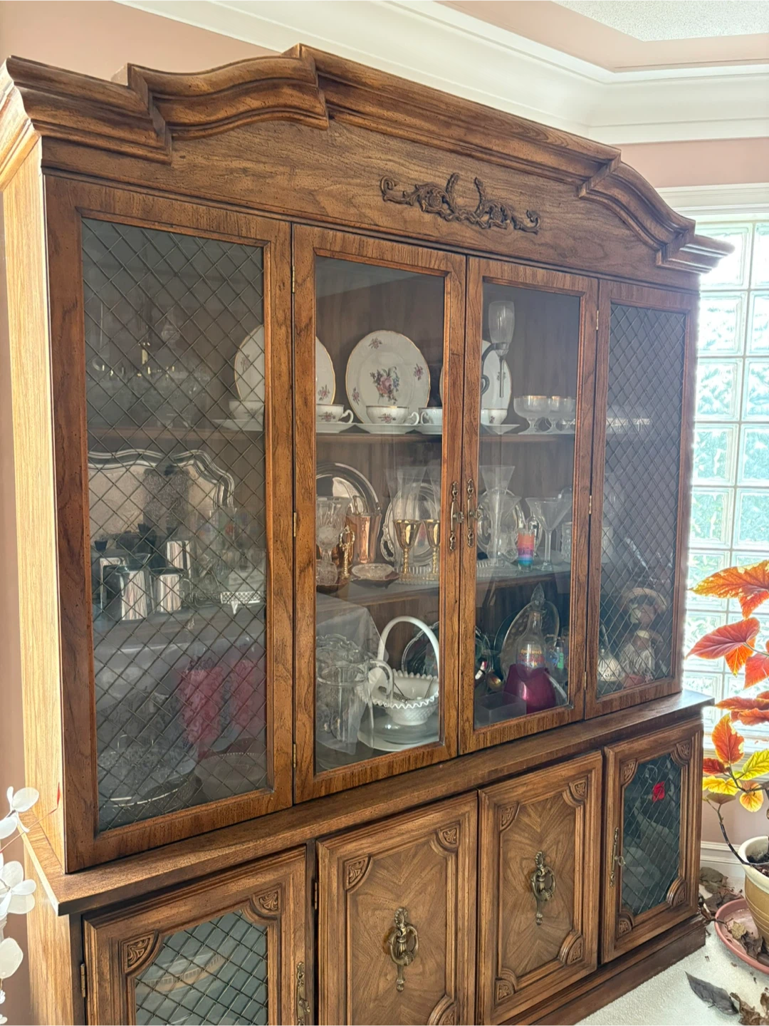 Wooden China Cabinet with Glass Doors