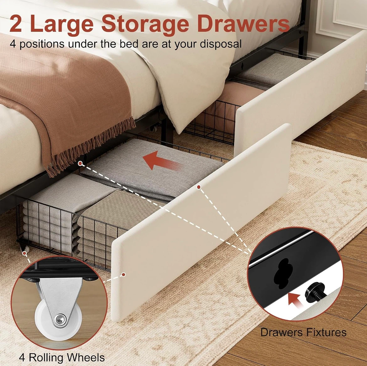 Upholstered Twin Bed Frame with Storage