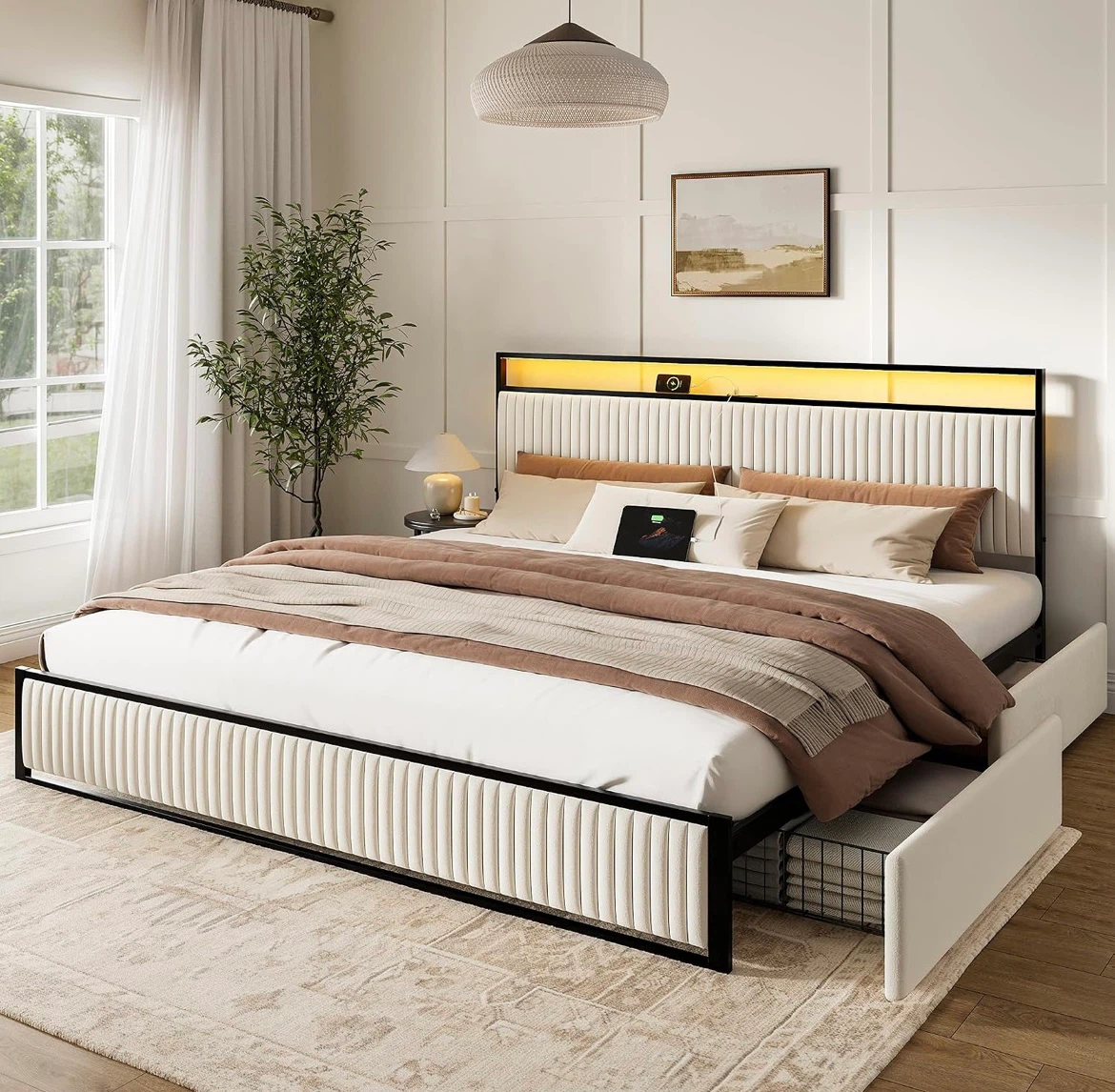 Upholstered Twin Bed Frame with Storage - photo 3