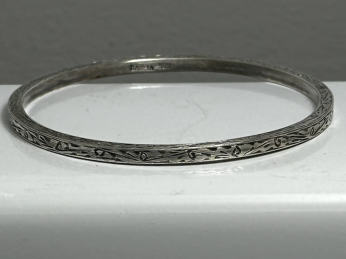 Vtg Danecraft Sterling Silver Scroll Bangle Bracelet 925