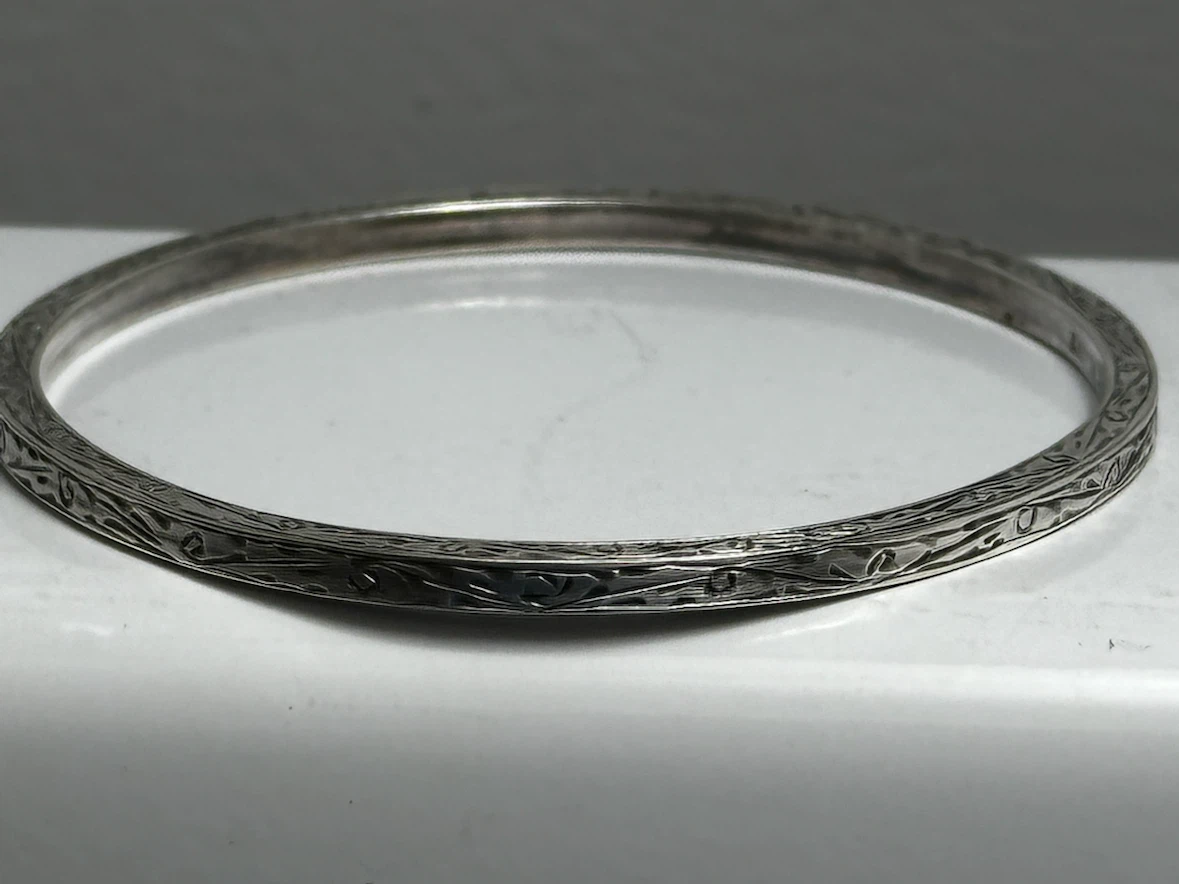 Vtg Danecraft Sterling Silver Scroll Bangle Bracelet 925 - photo 5