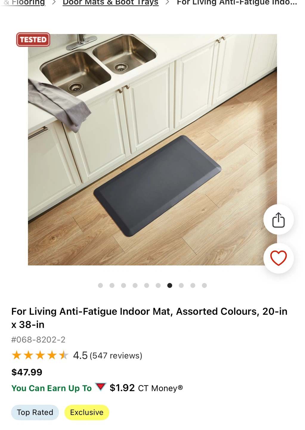 For Living Anti-Fatigue Indoor Mat, Black - photo 3