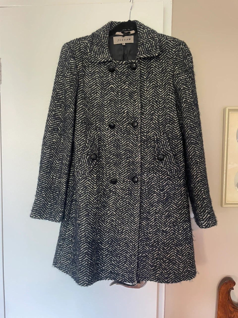 JIGSAW Herringbone Wool Blend Coat - Size S