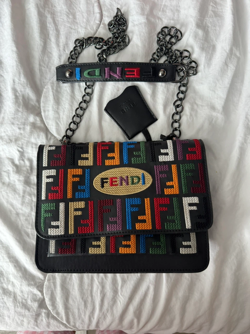 Fendi Embroidered Shoulder Bag