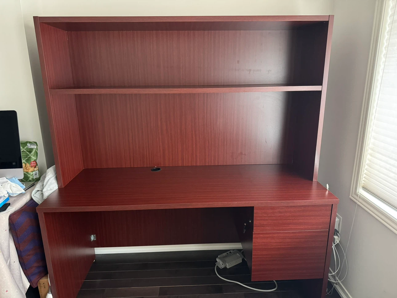 Cherry Finish Desk with Hutch