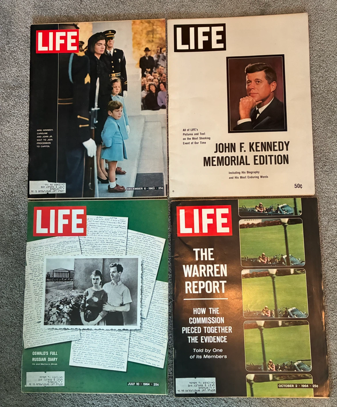 4 Vintage Life Magazines 1963/64 Related to JFK Assassination