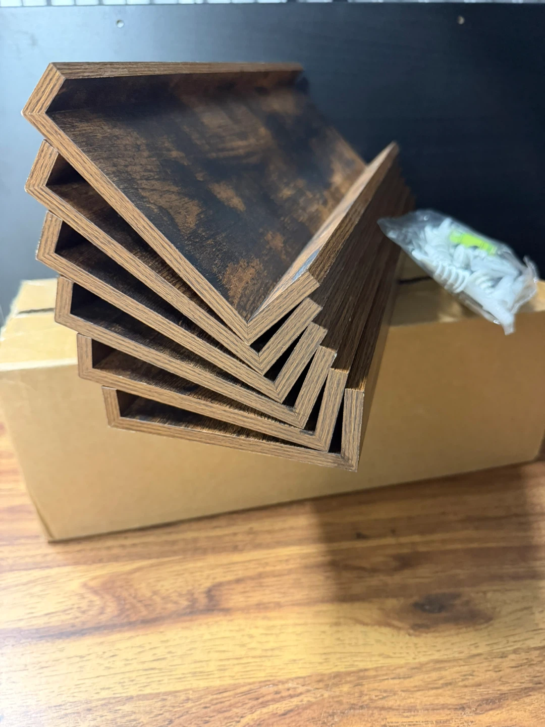 Set of 6 Floating Shelves - Rustic Brown - photo 3