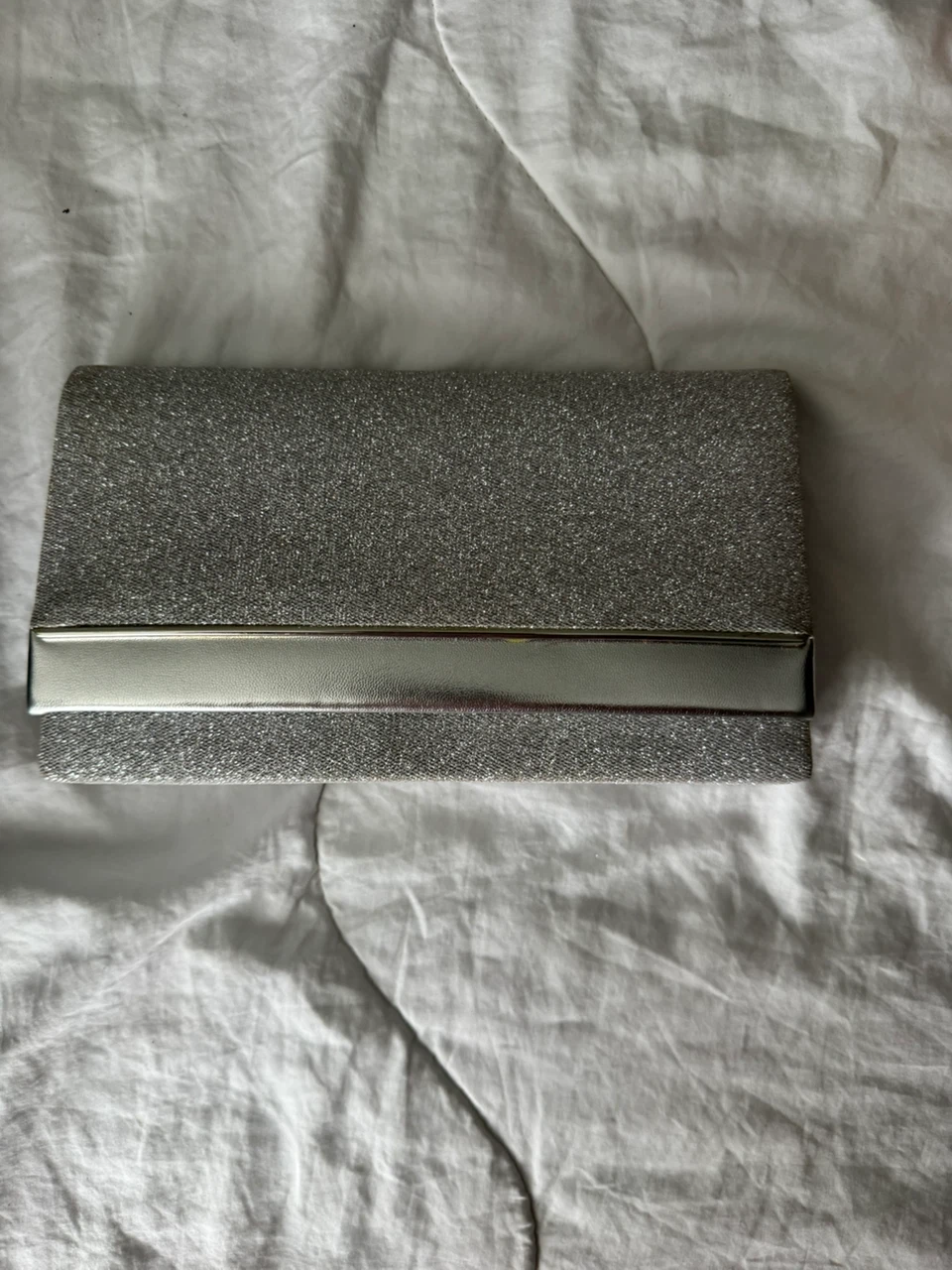 Silver Glitter Clutch by Spring