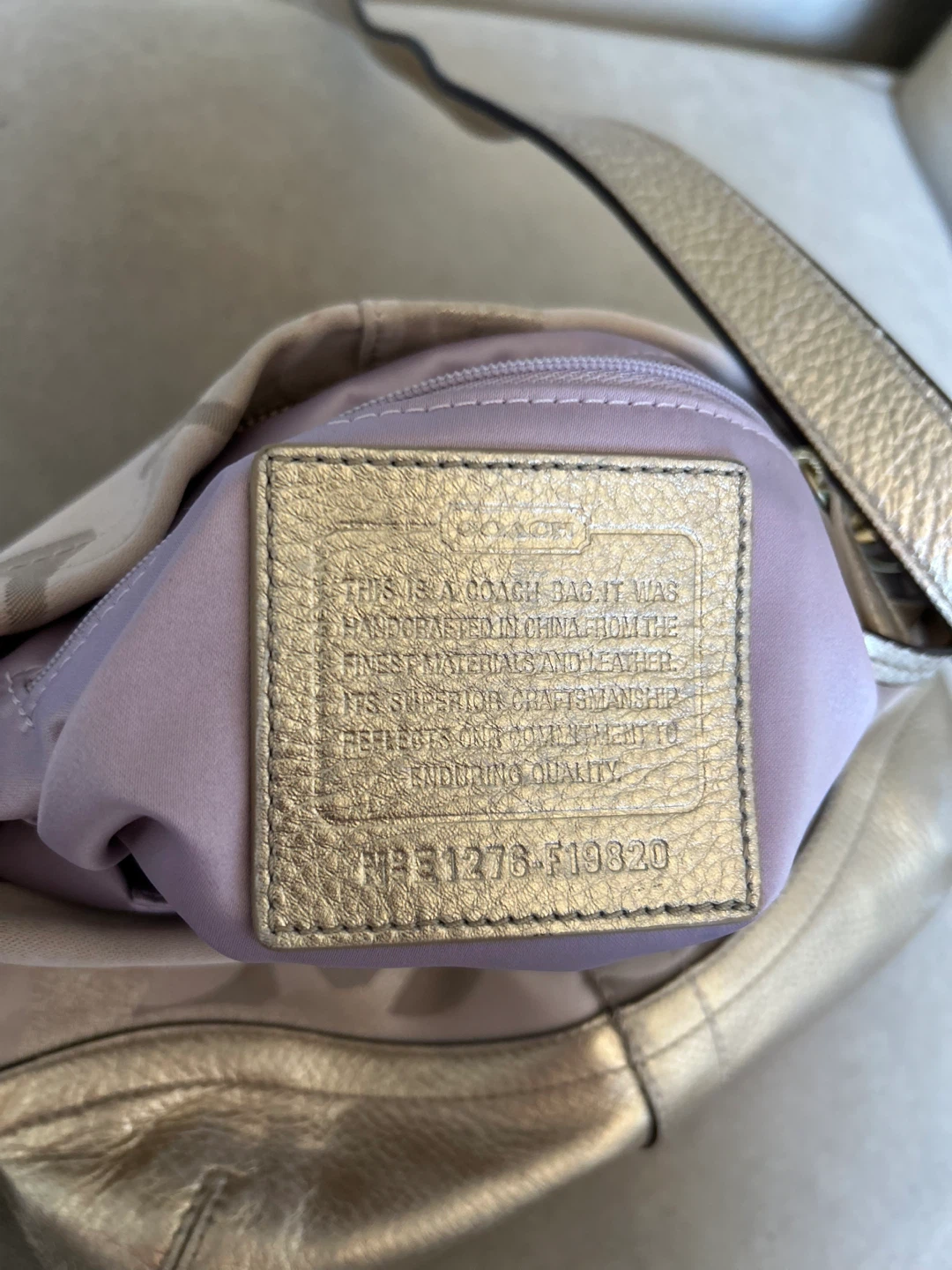 Coach Signature Gold and Beige Handbag - photo 3