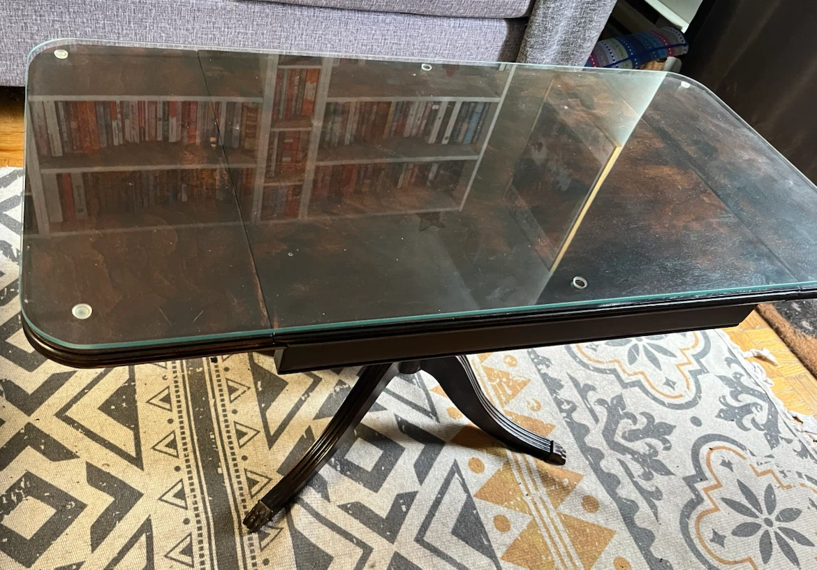 Vintage Coffee Table with Glass Top