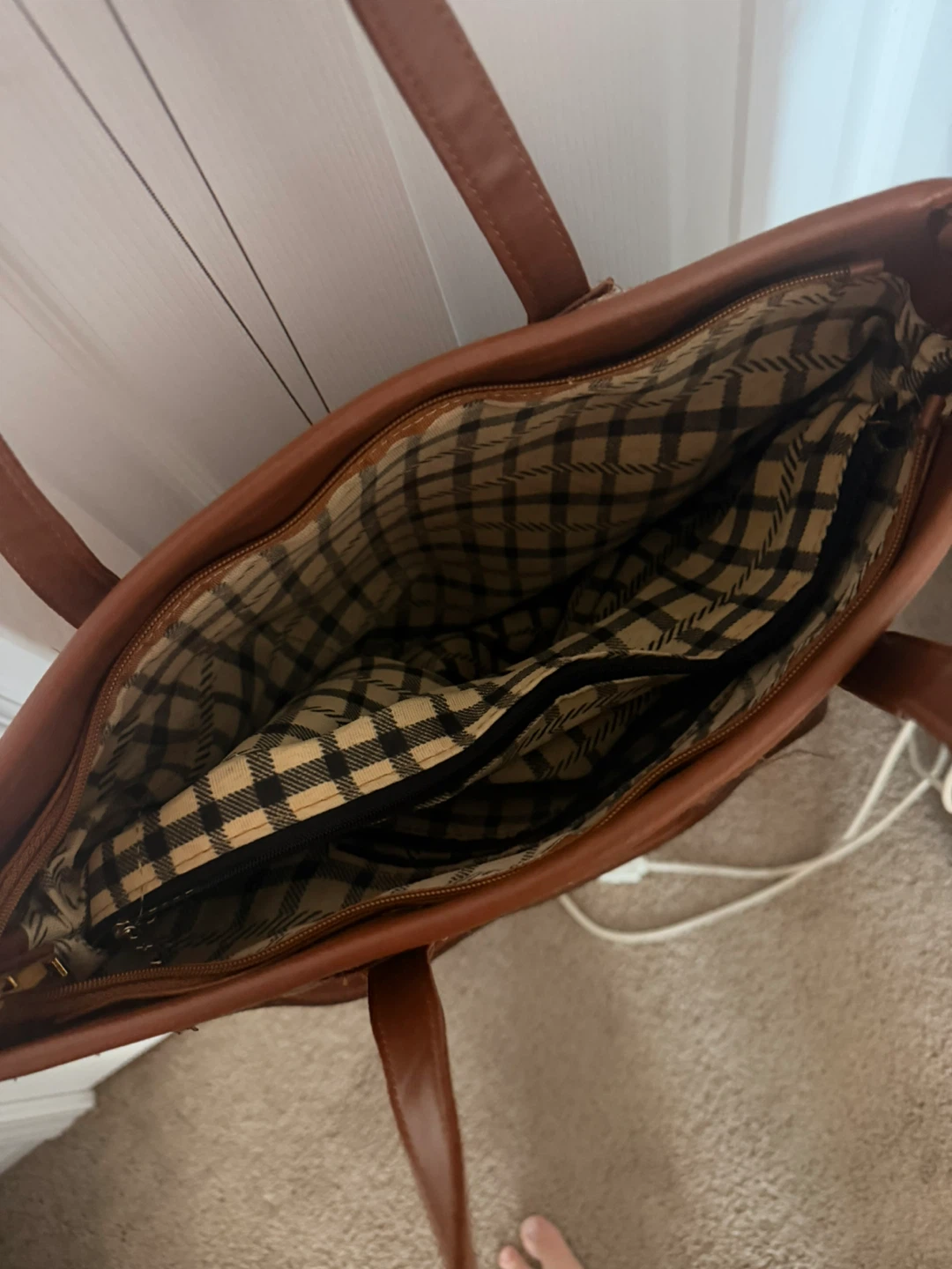 Brown Plaid Tote Bag - photo 2
