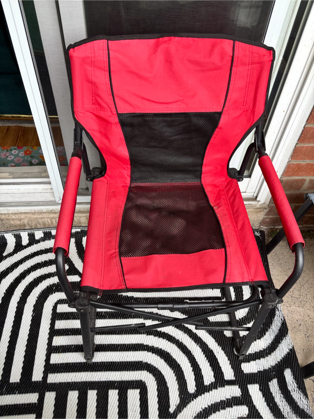 Red folding camp chair