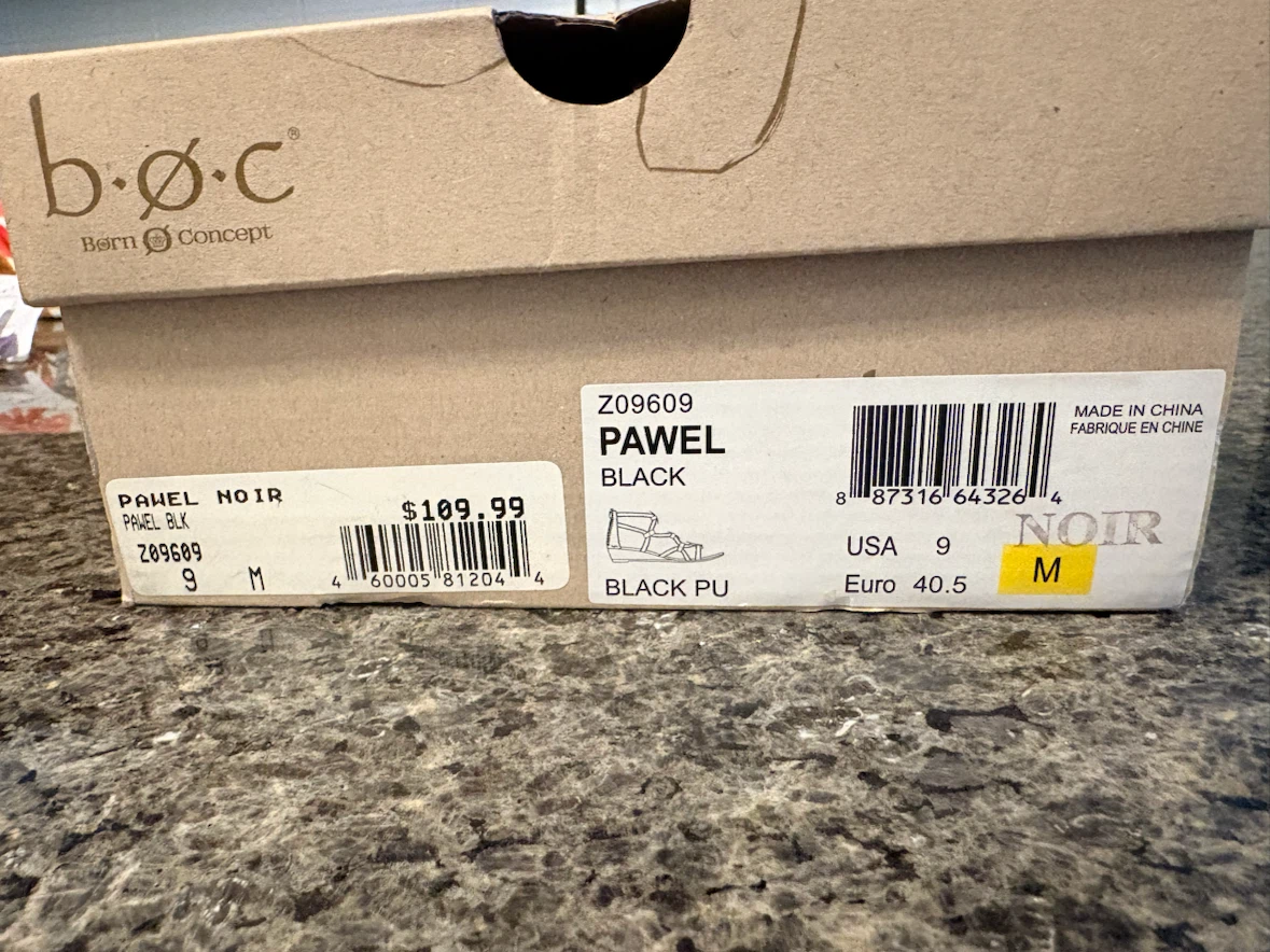 B.O.C. Pawel Black Sandals Size 9