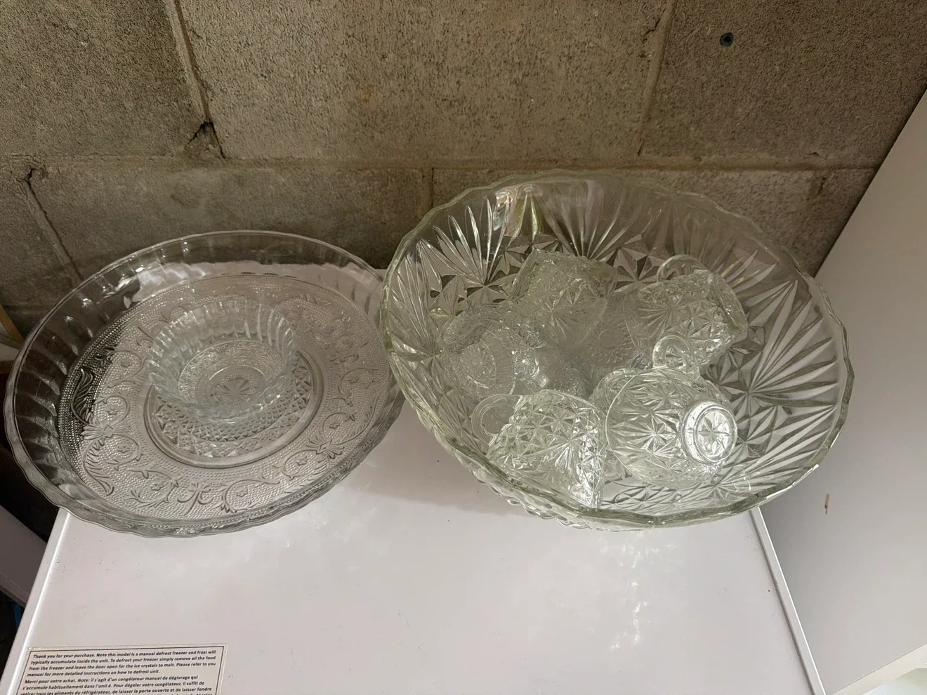 Glass Punch Bowl Set with Cups and Serving Tray