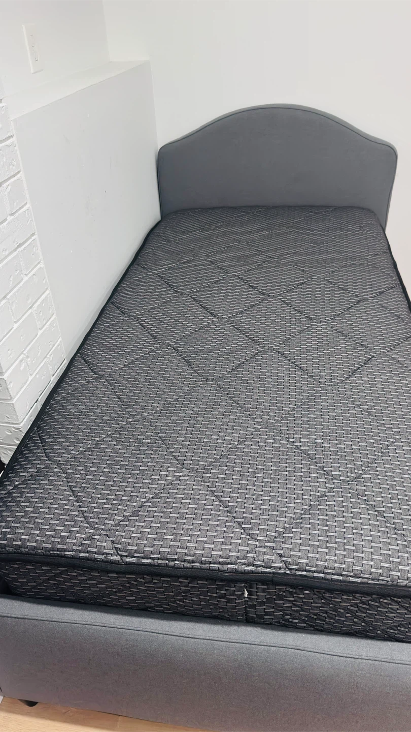 Grey Upholstered Bed Frame with Mattress - photo 3