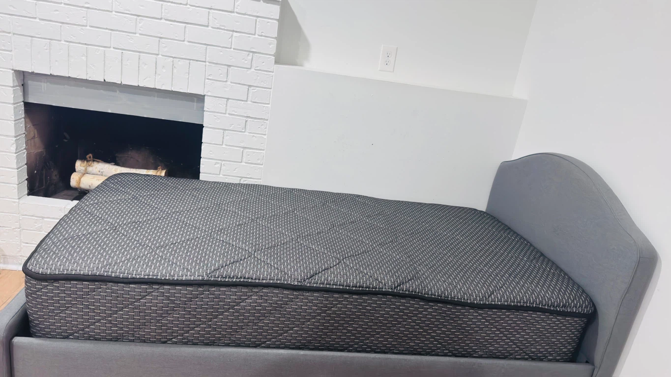 Grey Upholstered Bed Frame with Mattress - photo 4