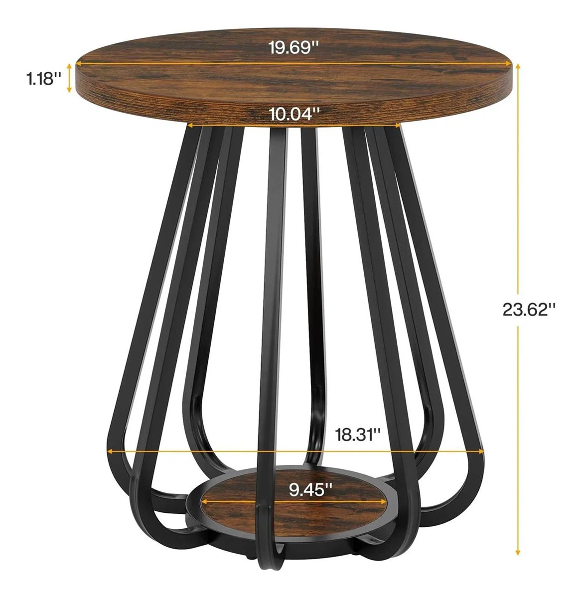Round Side Table with Metal Frame - photo 2