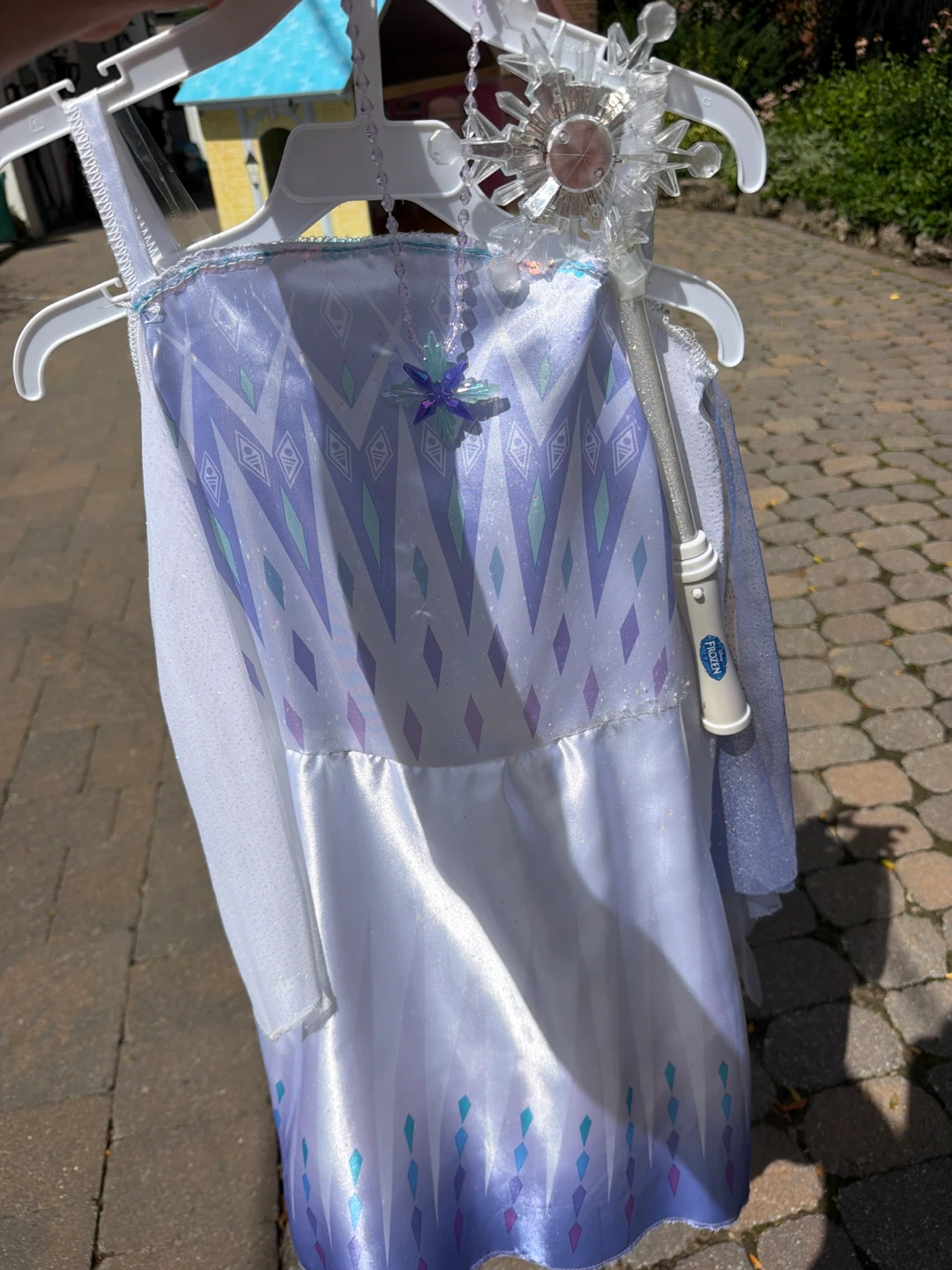 Kids Elsa Dress with Wand and Necklace