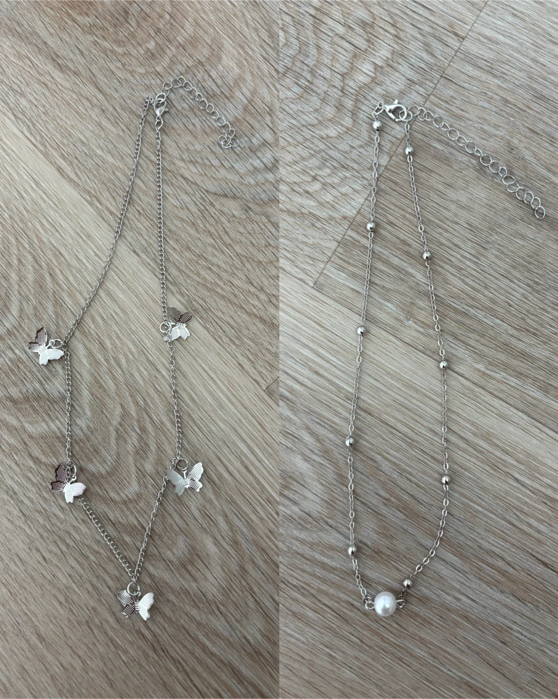 BRAND NEW - Silver-toned Butterfly and Pearl Layered Necklace