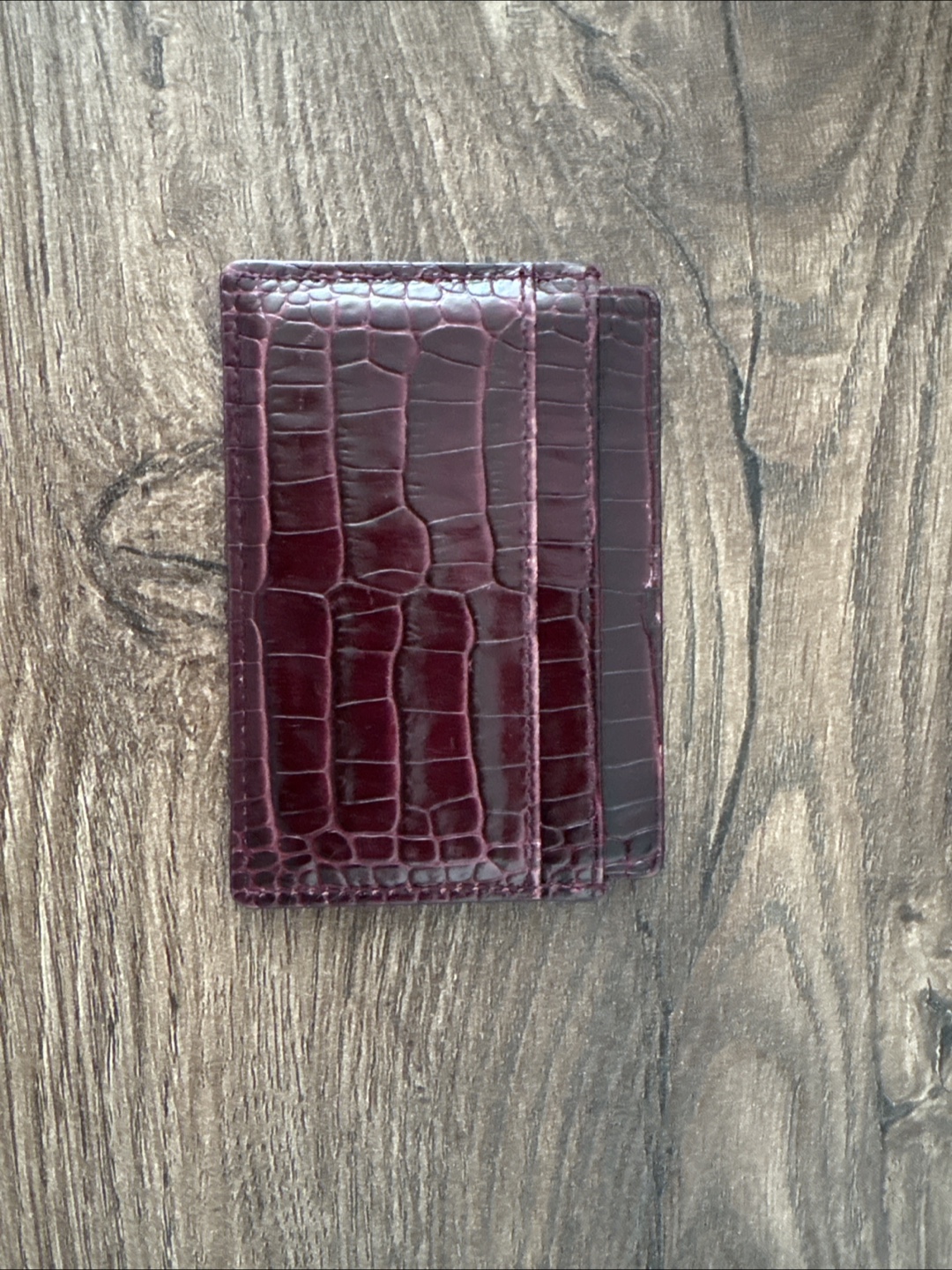 Smythson Burgundy Croc-Embossed Leather Card Holder - photo 2
