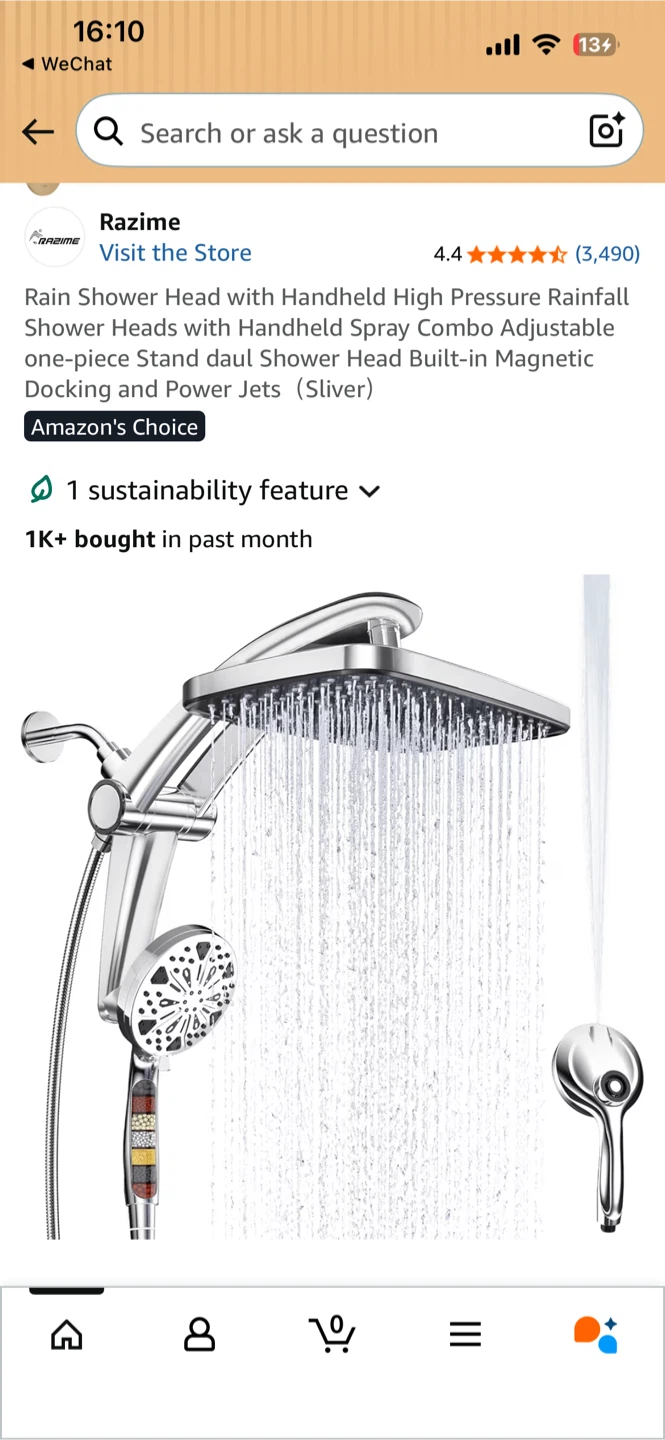 Razime Rain Shower Head Combo - Sliver