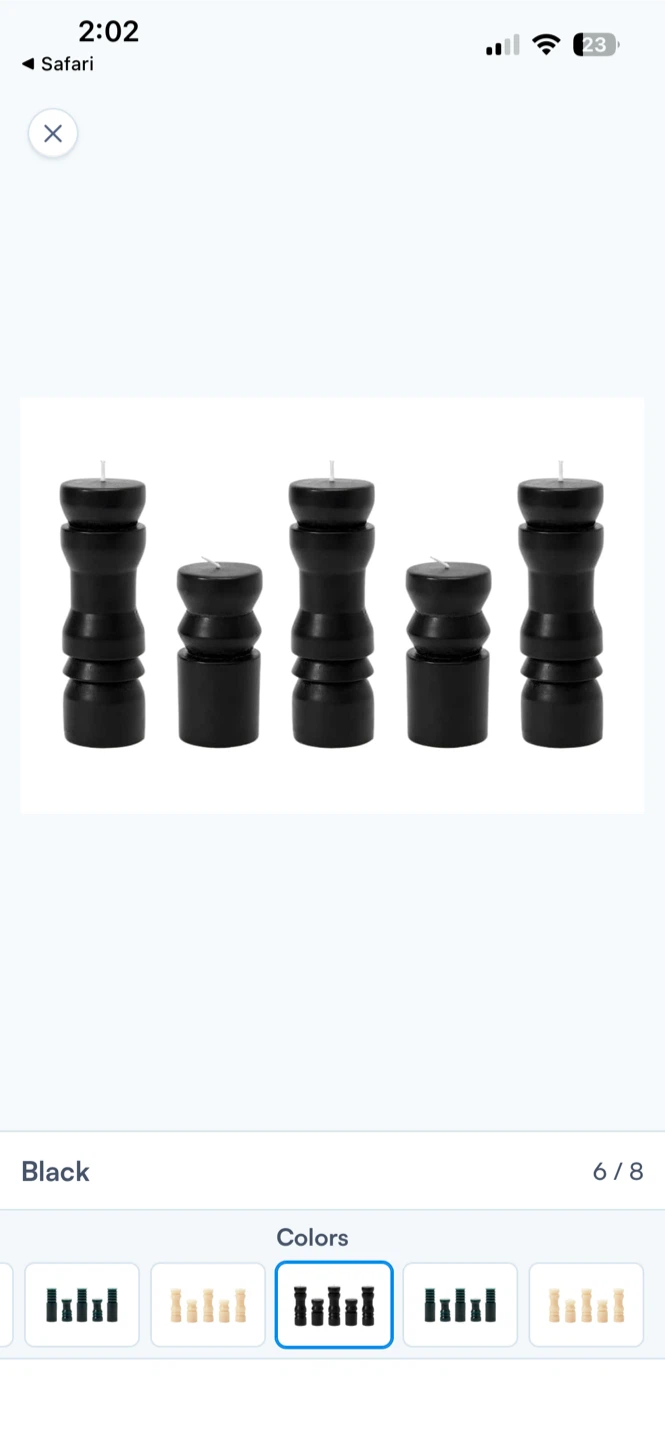 Brand New-Set of 5 Black Totem Sculptural Pillar Candles