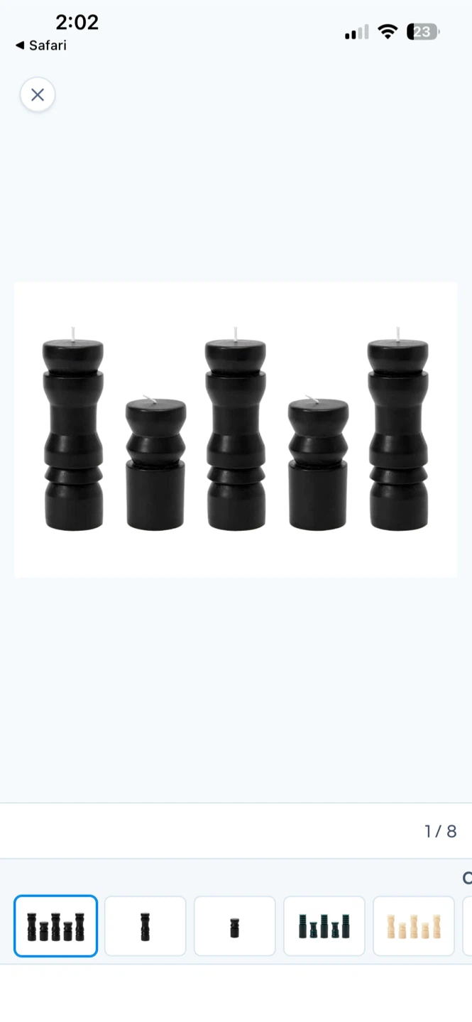 Brand New-Set of 5 Black Totem Sculptural Pillar Candles - photo 4
