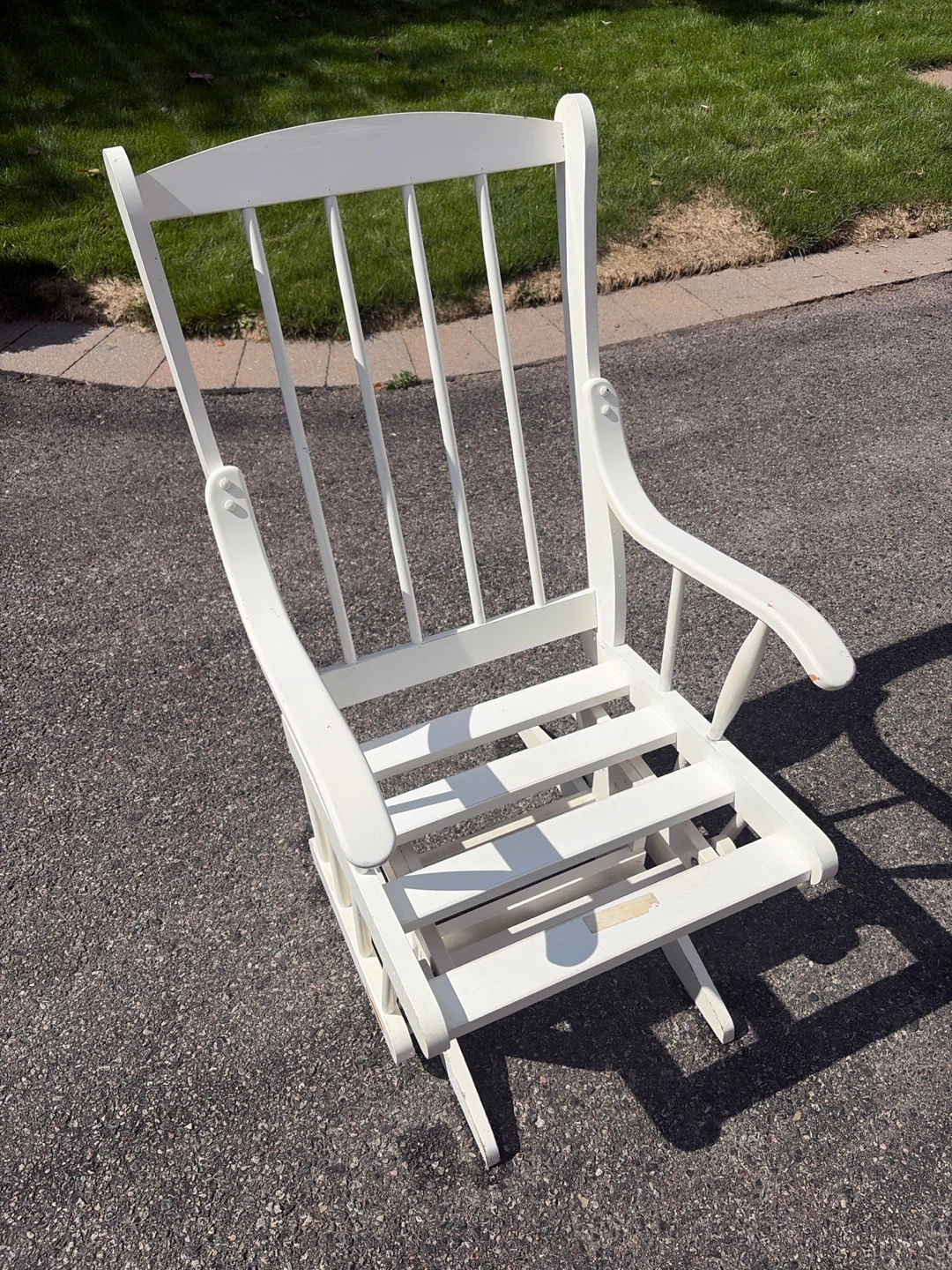 White Wooden Glider Rocking Chair
