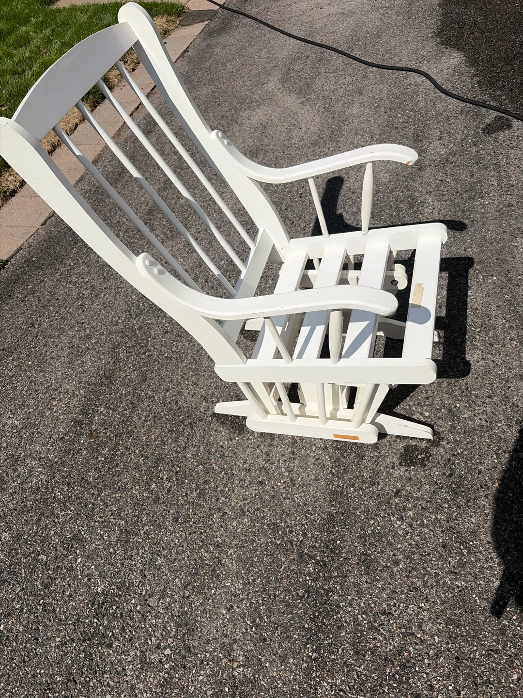 White Wooden Glider Rocking Chair - photo 2