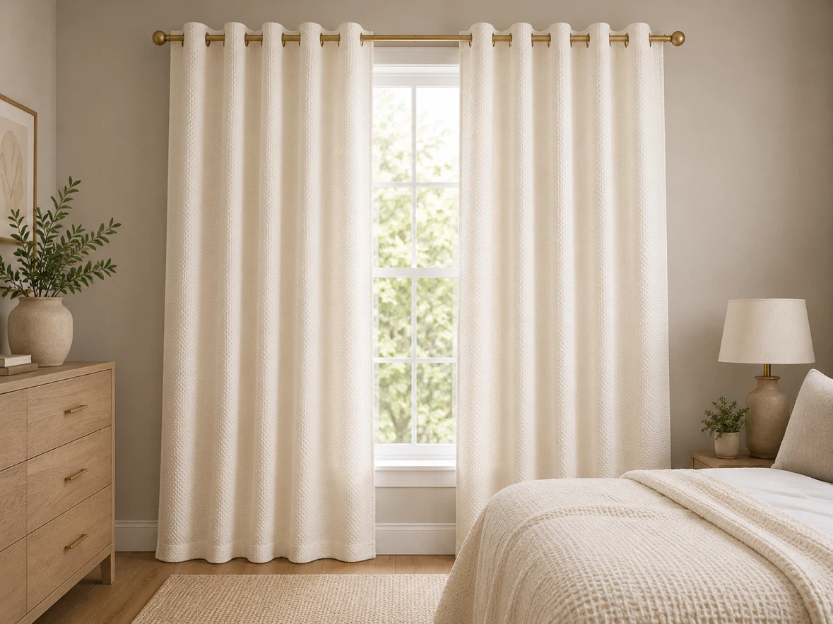 White Waffle Weave Curtains