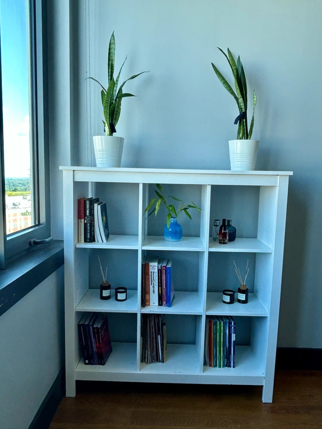an IKEA KALLAX3x3 cube shelf in white - photo 2