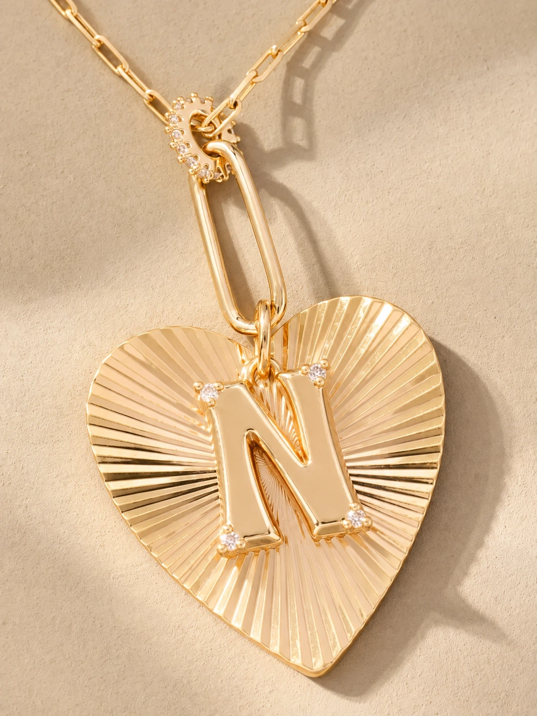 Fluted Heart Pendant Monogram Necklace By Anthropologie
