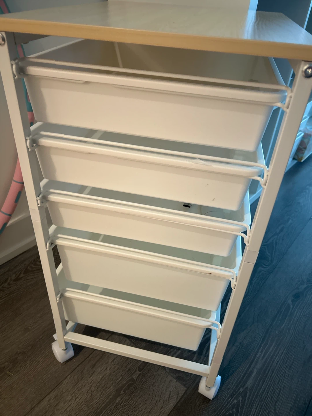 White 5-Drawer Rolling Storage Cart - photo 2