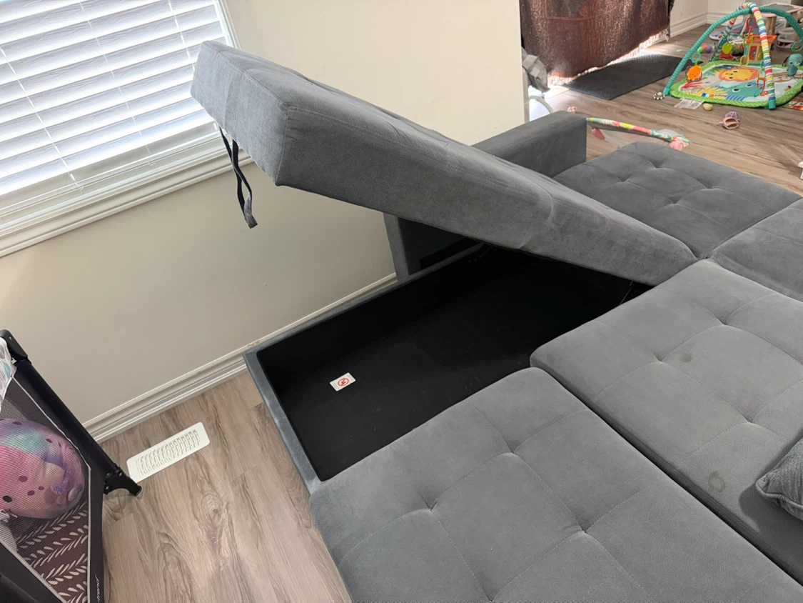 Grey Sectional Sofa with Storage - photo 3