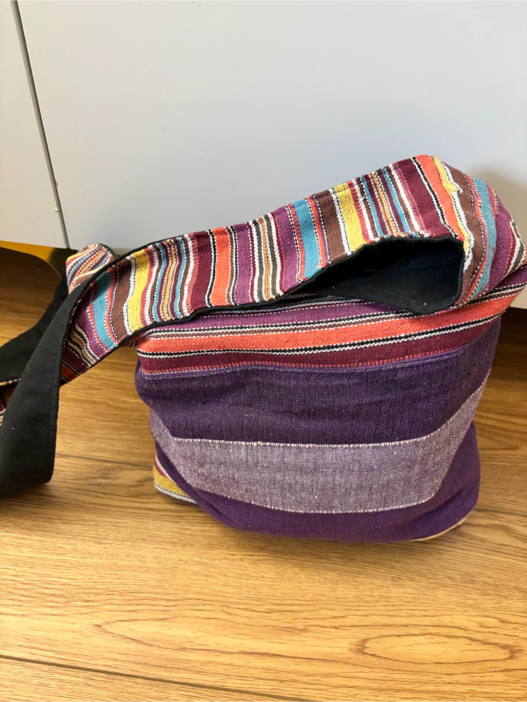 Striped Cotton Hobo Shoulder Bag