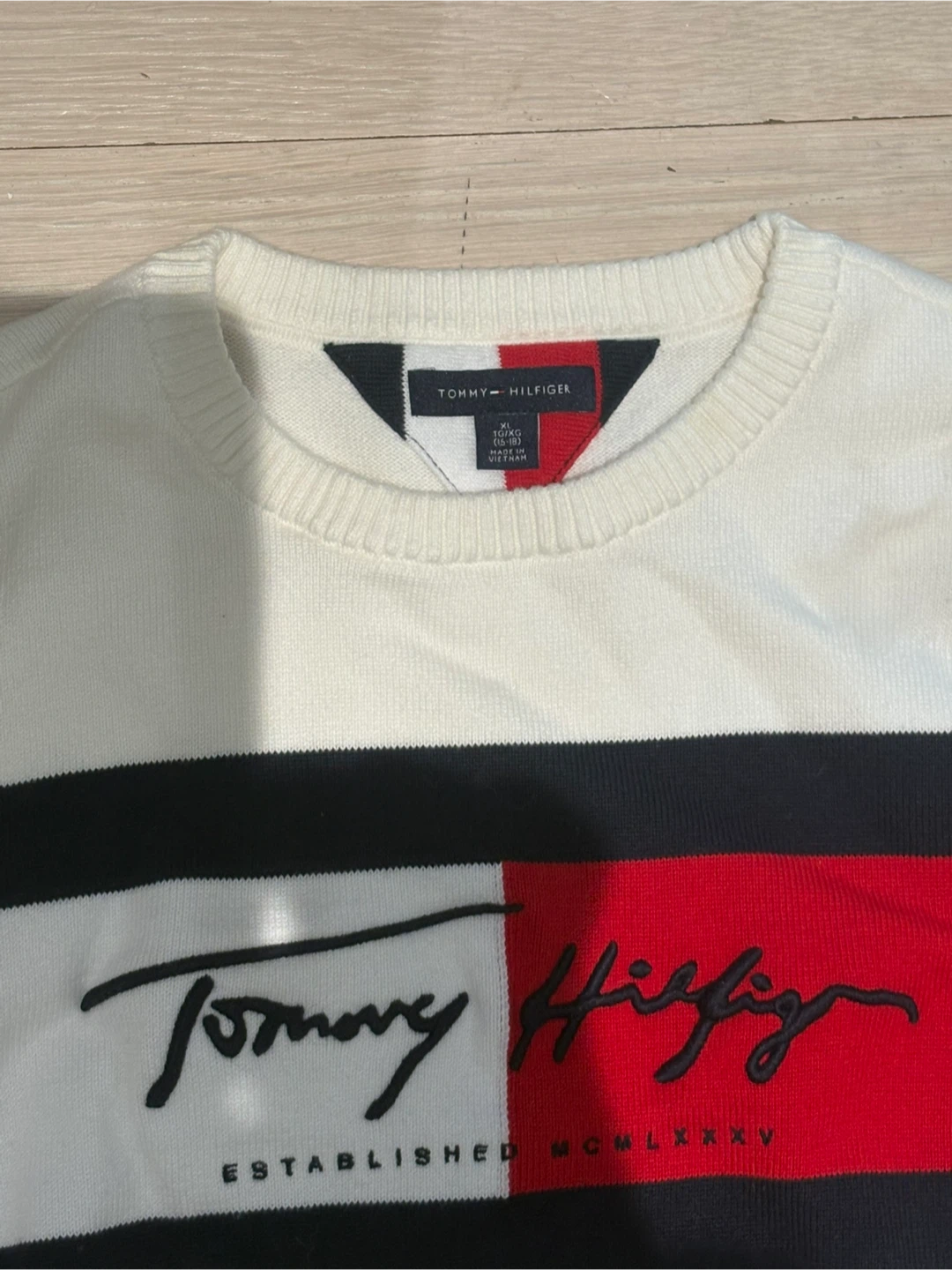 Tommy Hilfiger Youth Boys XL 16-18 White 100% Cotton Sweater - photo 3