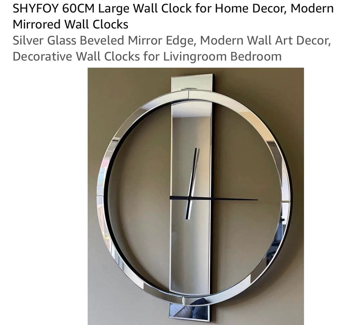 SHYFOY Modern Mirrored Wall Clock 60CM