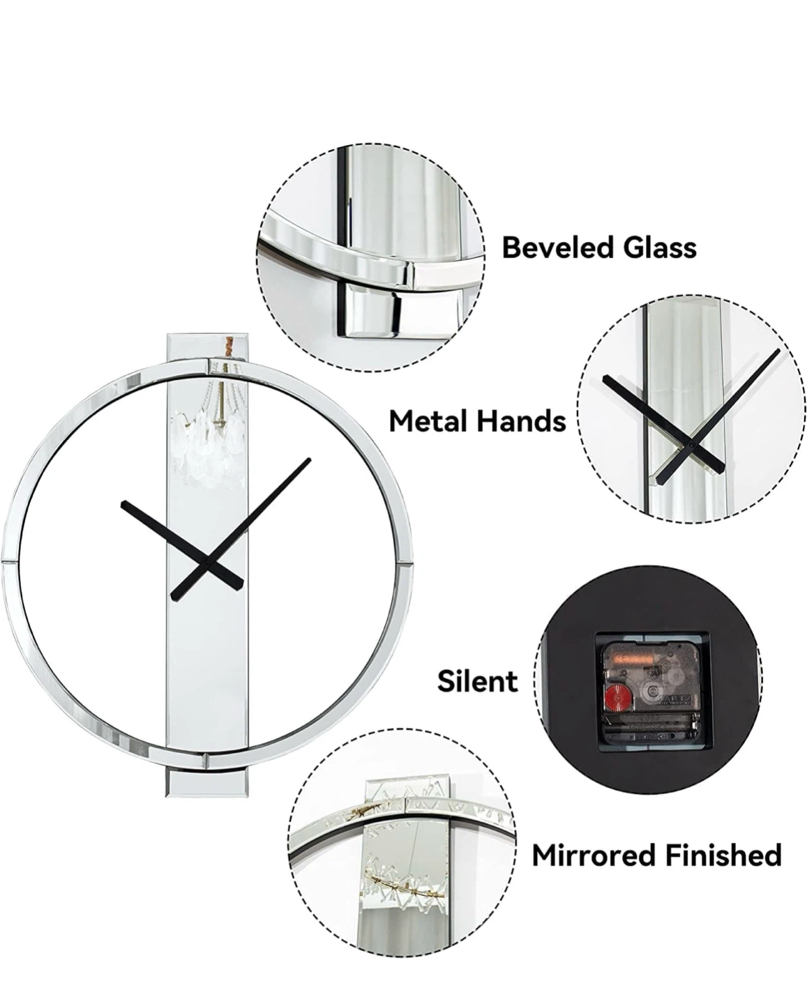 SHYFOY Modern Mirrored Wall Clock 60CM - photo 5