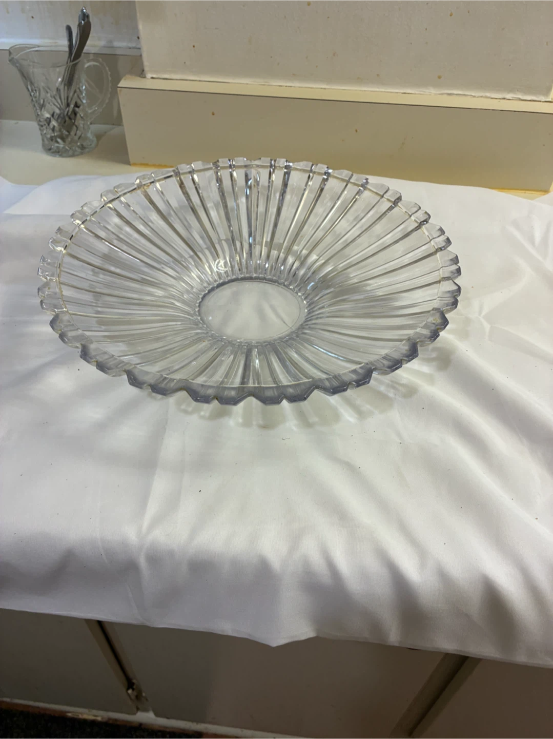 Clear Glass Fluted Serving Bowl