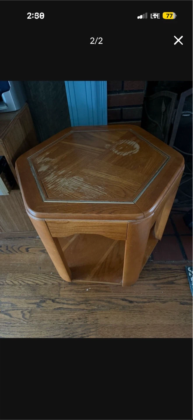 Vintage oak end table - photo 2