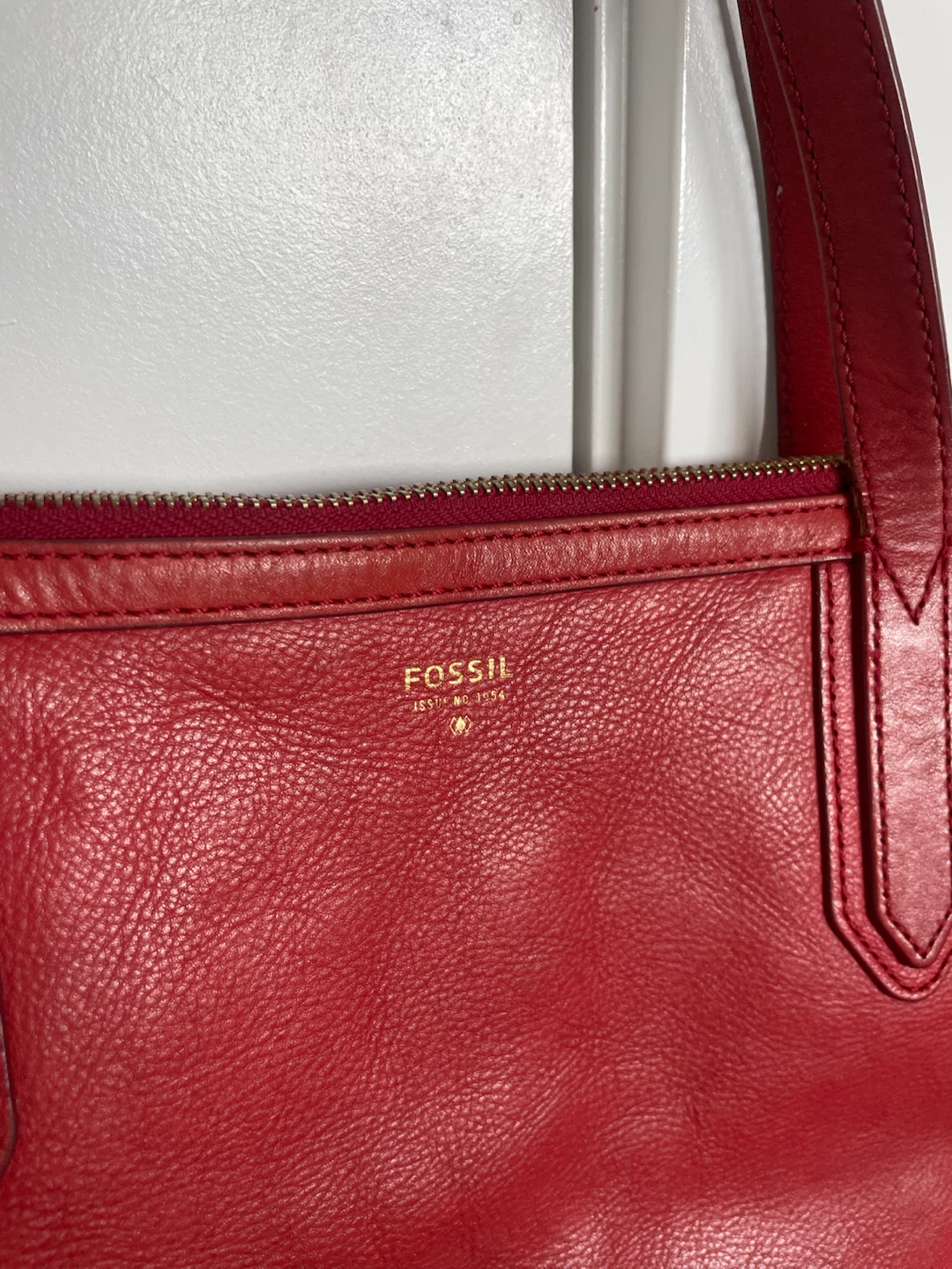 Fossil Red Leather Tote Bag - photo 3