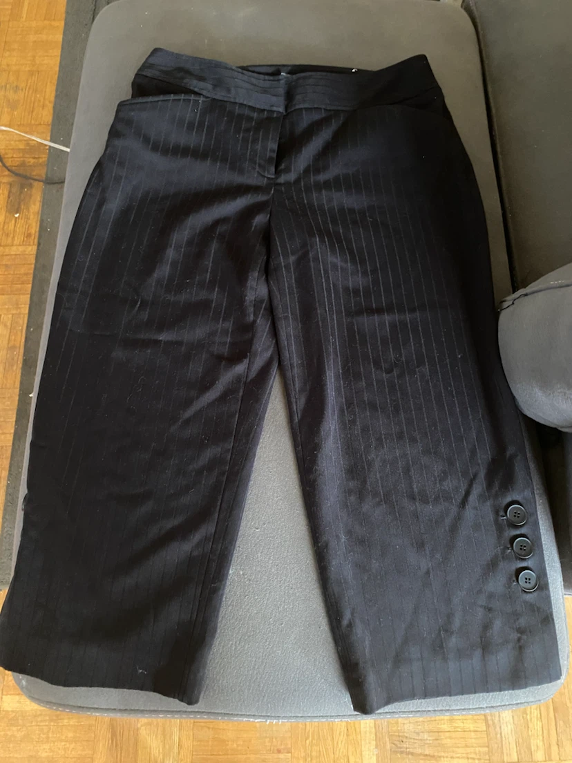 Ava Black Pinstripe Cropped Trousers