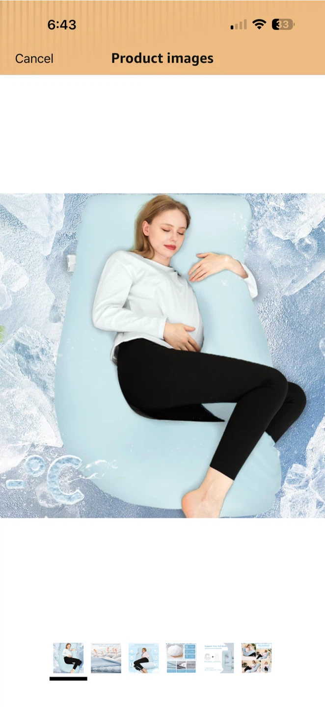U-Shaped Pregnancy Body Pillow Light  Blue - photo 2